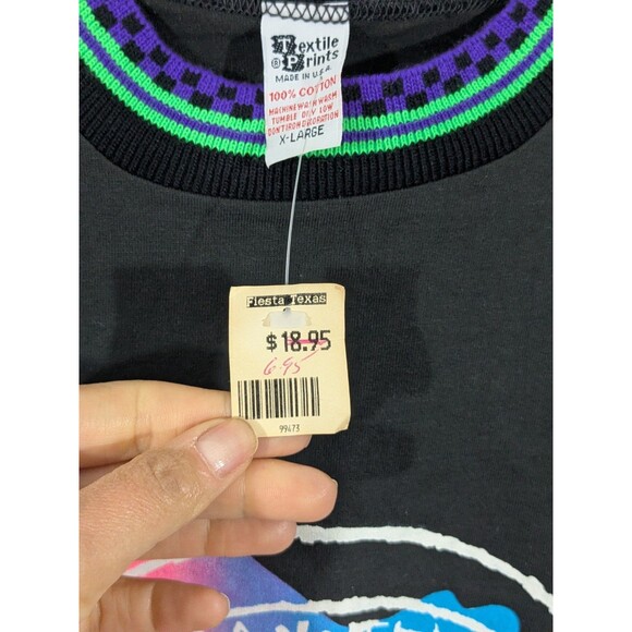 Vintage Fiesta Texas Rattler Roller Coaster Black T-Shirt Mens XL Single Stitch - Picture 3 of 8